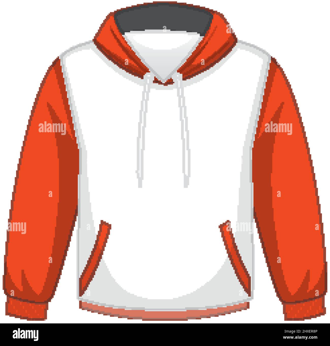 Front of basic white and orange hoodie isolated illustration Stock