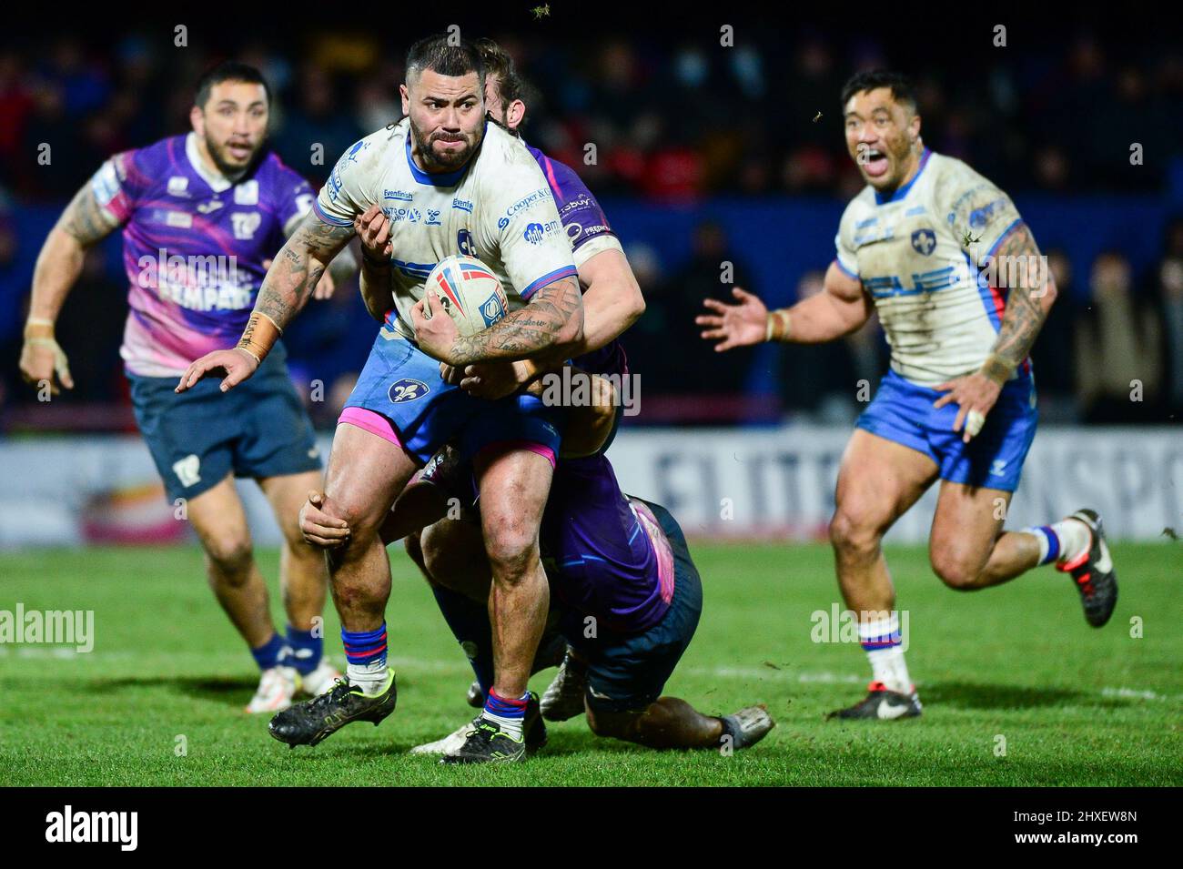 Wakefield, England - 11th March 2022 -  Wakefield Trinity's David Fifita on the charge. Rugby League Betfred Super League Round 5 Wakefield Trinity vs Toulouse Olympique at Be Well Support Stadium, Wakefield, UK  Dean Williams Stock Photo