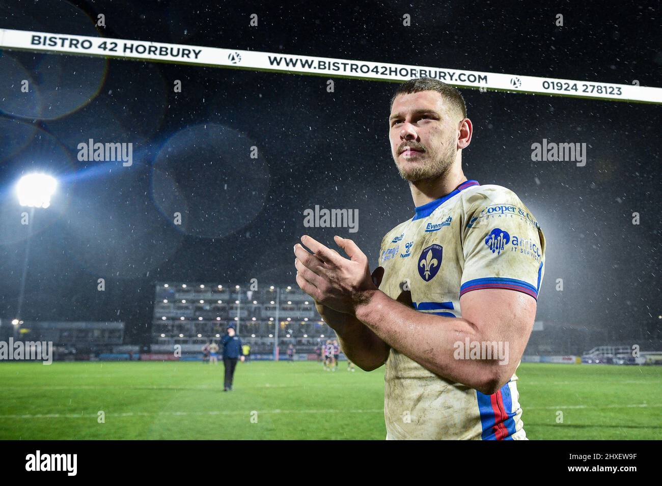 Wakefield, England - 11th March 2022 -  Wakefield Trinity's Brad Walker celebrates win. Rugby League Betfred Super League Round 5 Wakefield Trinity vs Toulouse Olympique at Be Well Support Stadium, Wakefield, UK  Dean Williams Stock Photo