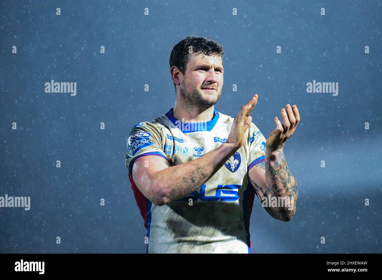 Wakefield, England - 11th March 2022 - Wakefield Trinity's Jay Pitts celebrates win.  Rugby League Betfred Super League Round 5 Wakefield Trinity vs Toulouse Olympique at Be Well Support Stadium, Wakefield, UK  Dean Williams Stock Photo