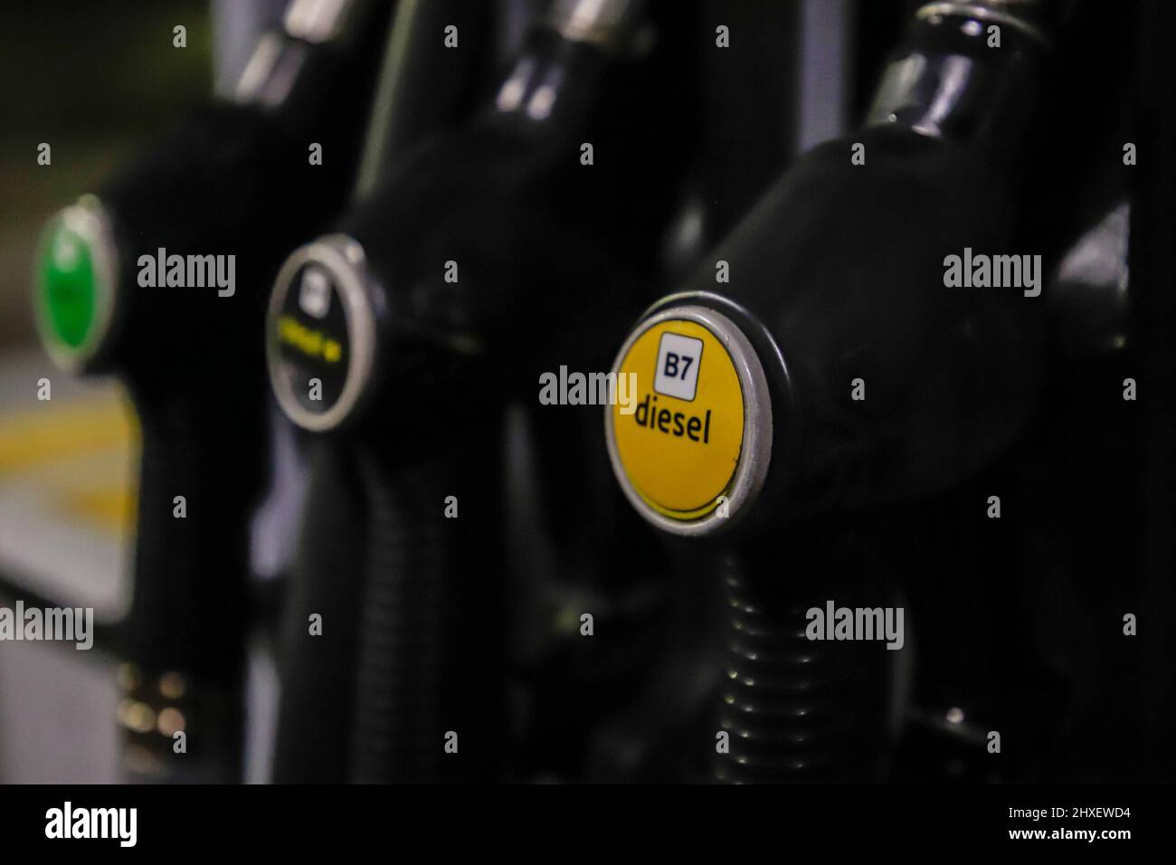 Milan, Italy. 12th Mar, 2022. diesel fuel during Rising fuel prices due to Russia's invasion of Ukraine, News in Milan, Italy, March 12 2022 Credit: Independent Photo Agency/Alamy Live News Stock Photo