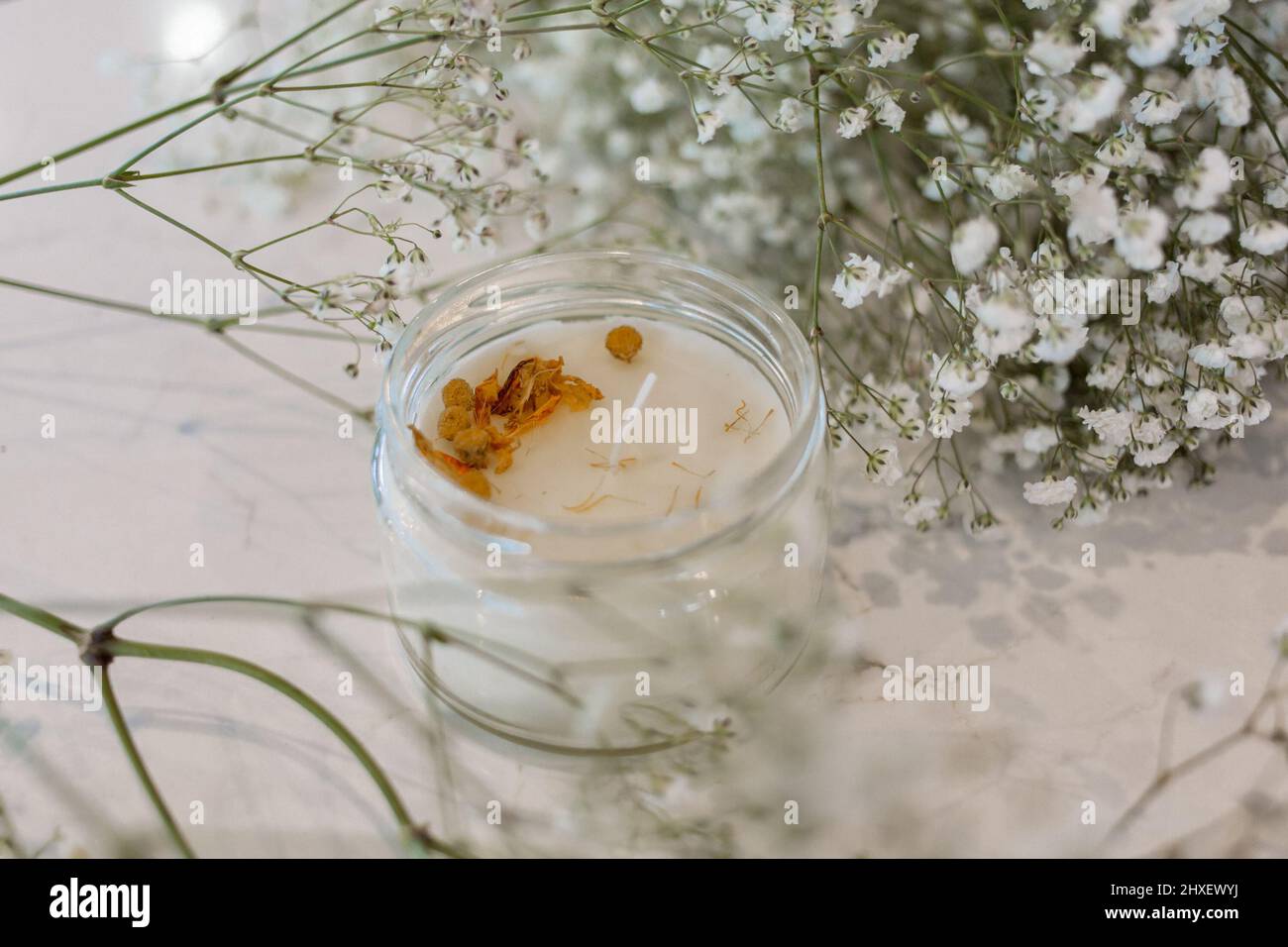 Home production of natural candles, product photos Stock Photo Alamy
