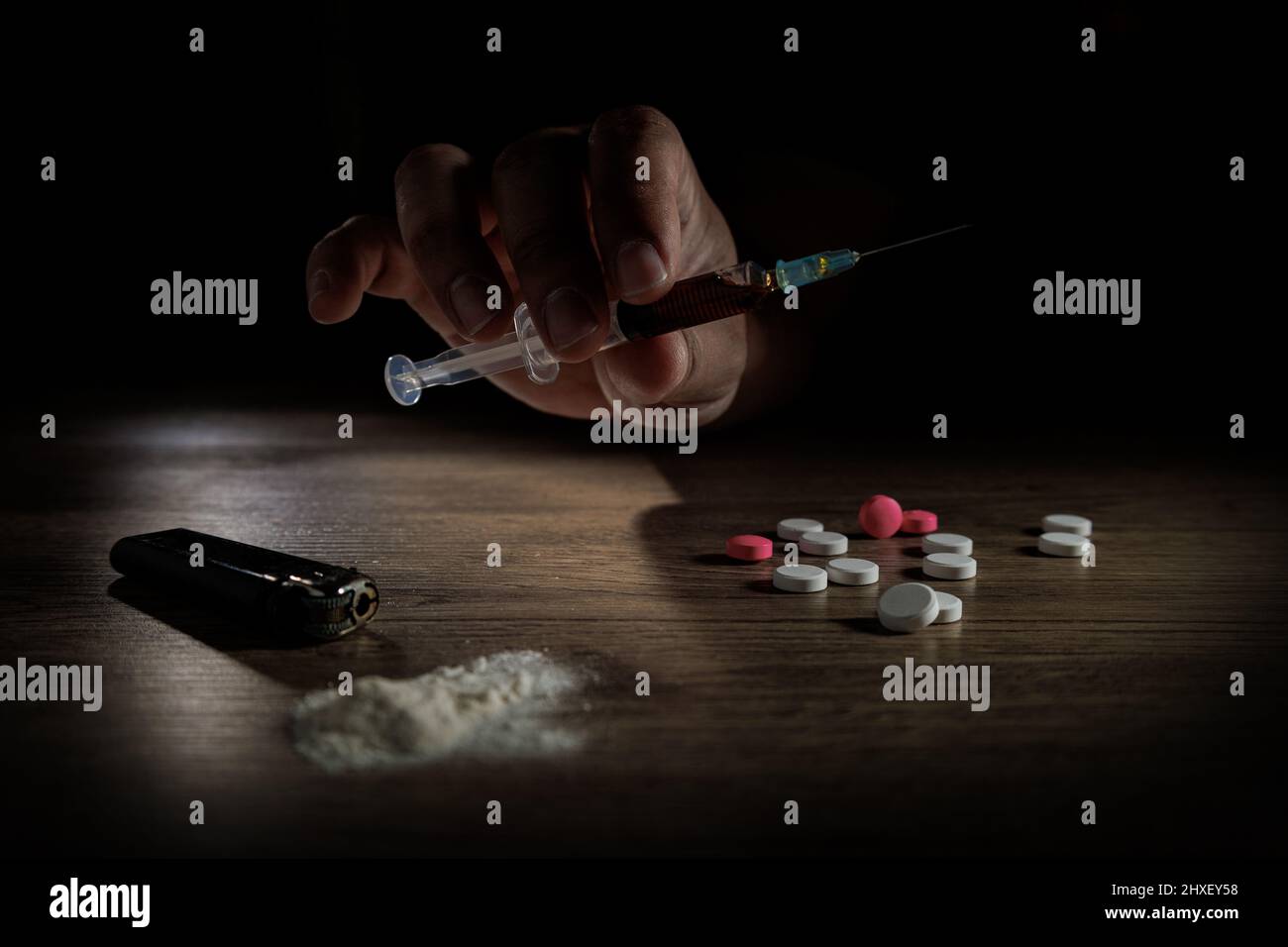 Stop drug addiction concept International Day against Drug syringe and