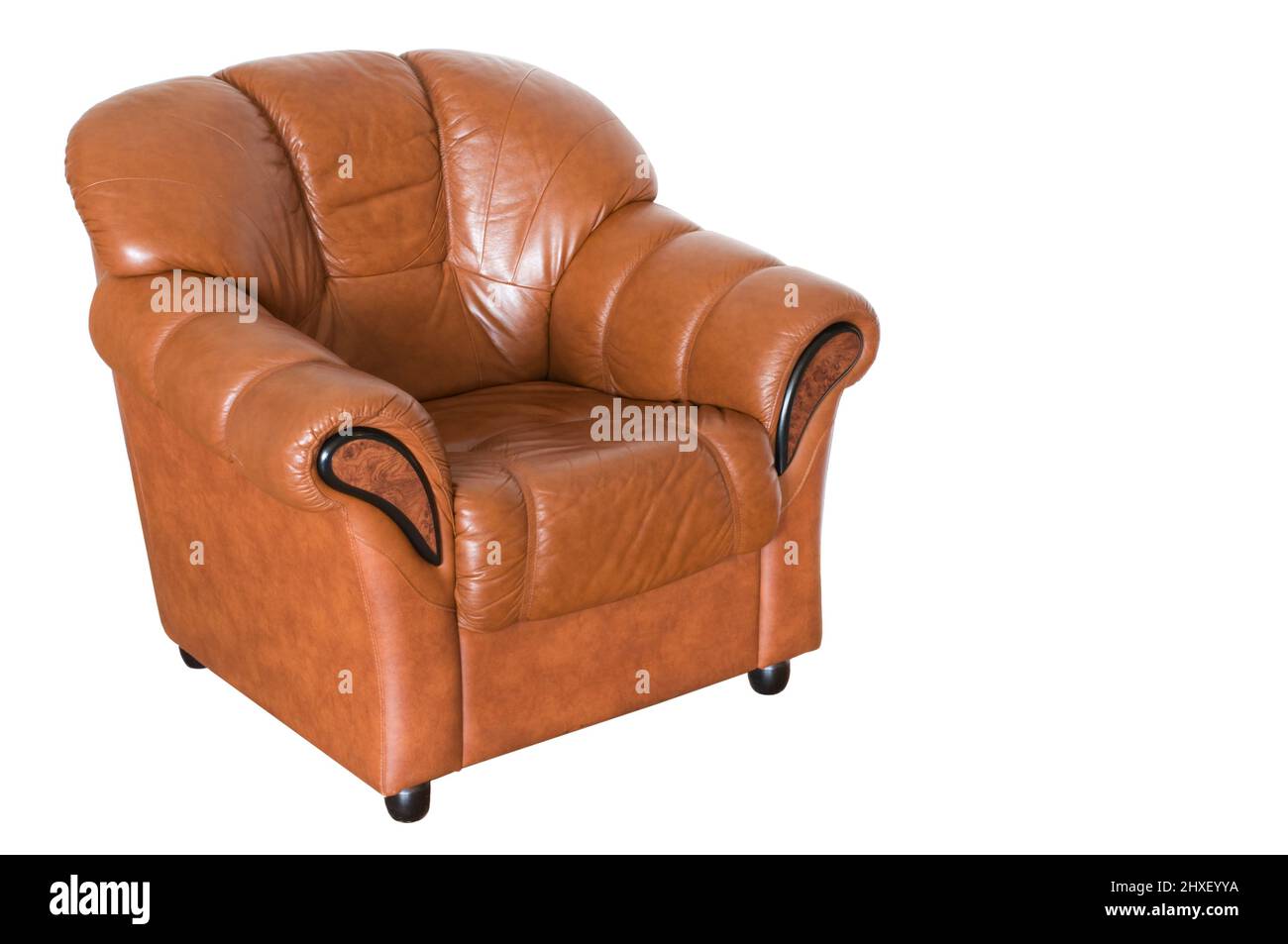 Leather armchair isolated on white background Stock Photo