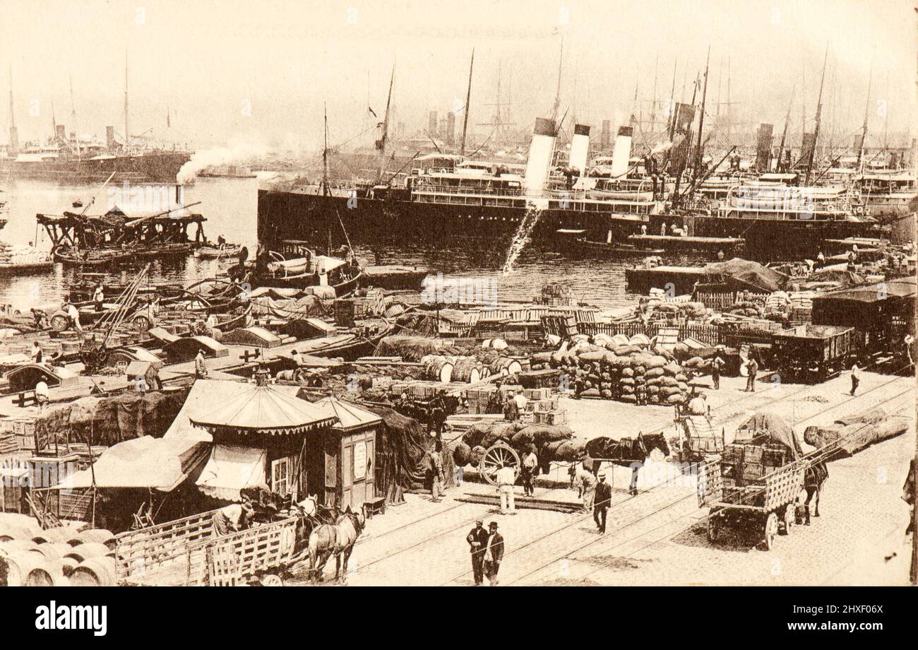 View of the "Bassin de la Joliette", harbor of Marseille Stock Photo