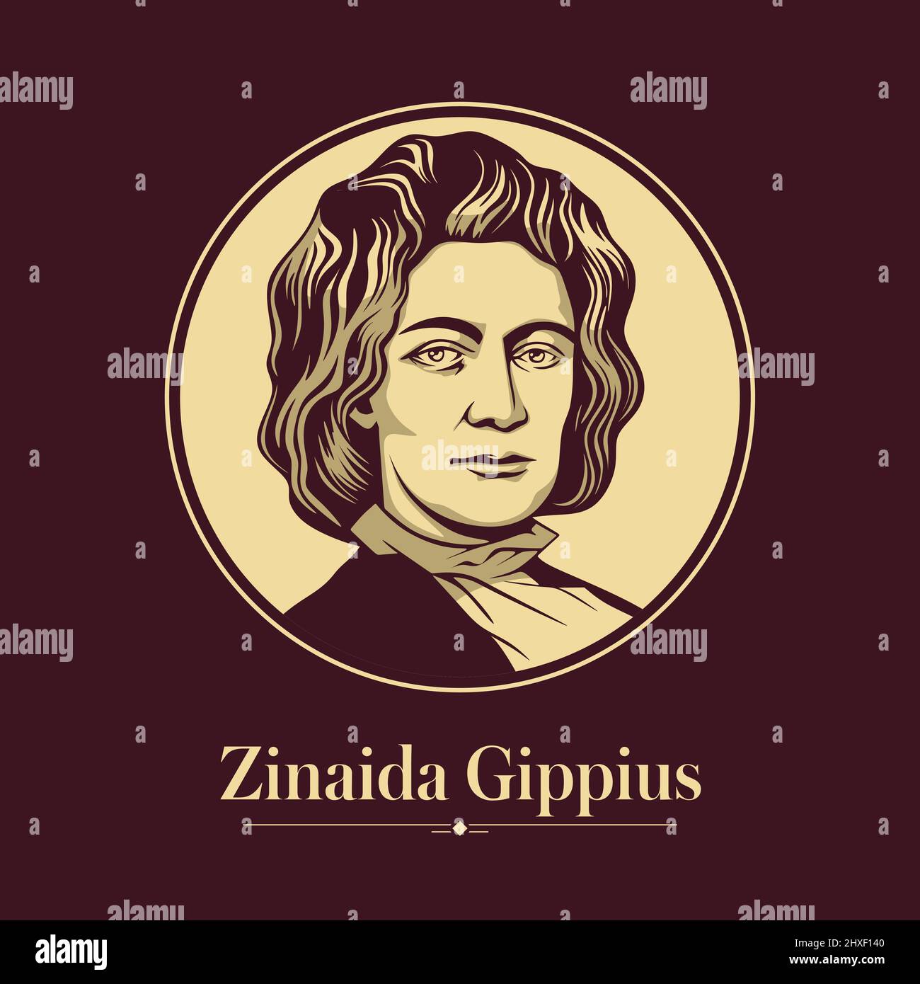 Vector portrait of a Russian writer. Zinaida Gippius was a Russian poet, playwright, novelist, editor and religious thinker, one of the major figures Stock Vector