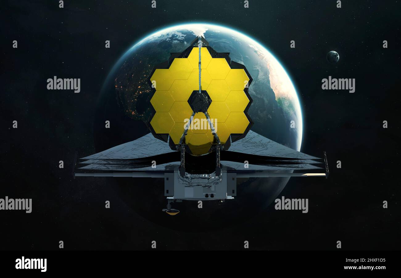 The James b telescope prepares to enter orbit. JWST launch art
