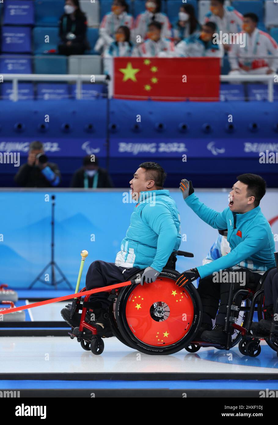 Beijing, China. 12th Mar, 2022. Wang Haitao (L) and Zhang Mingliang of ...