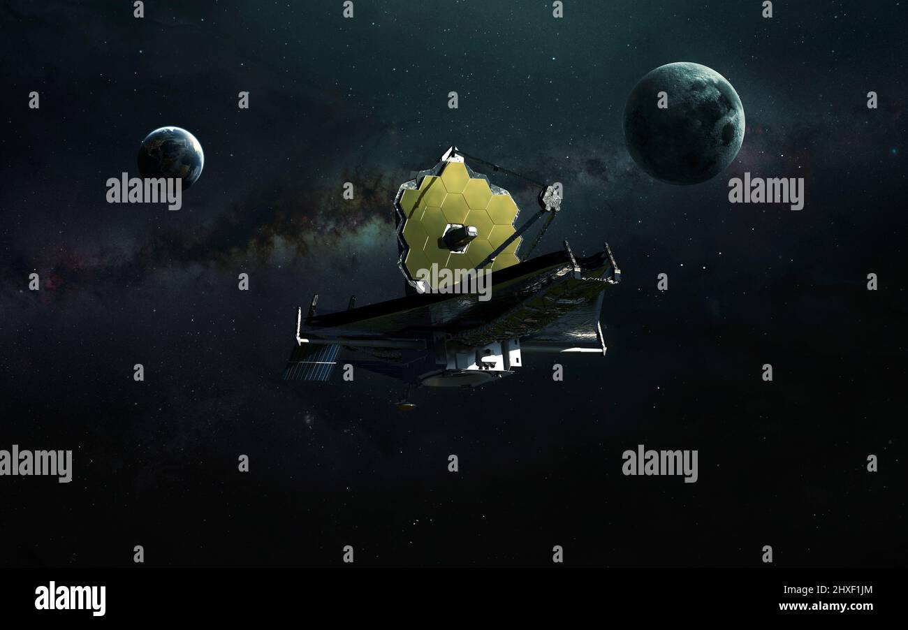 The James b telescope prepares to enter orbit. JWST launch art
