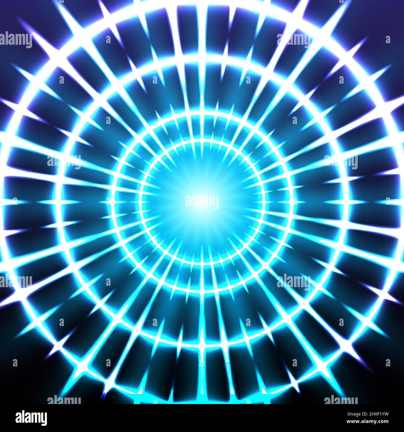 Light and sparking ring. Colorful tunnel. Bright border. Magic portal. Luminous and glint swirling. Glowing swirl light effect. Magic abstract frame. Stock Vector