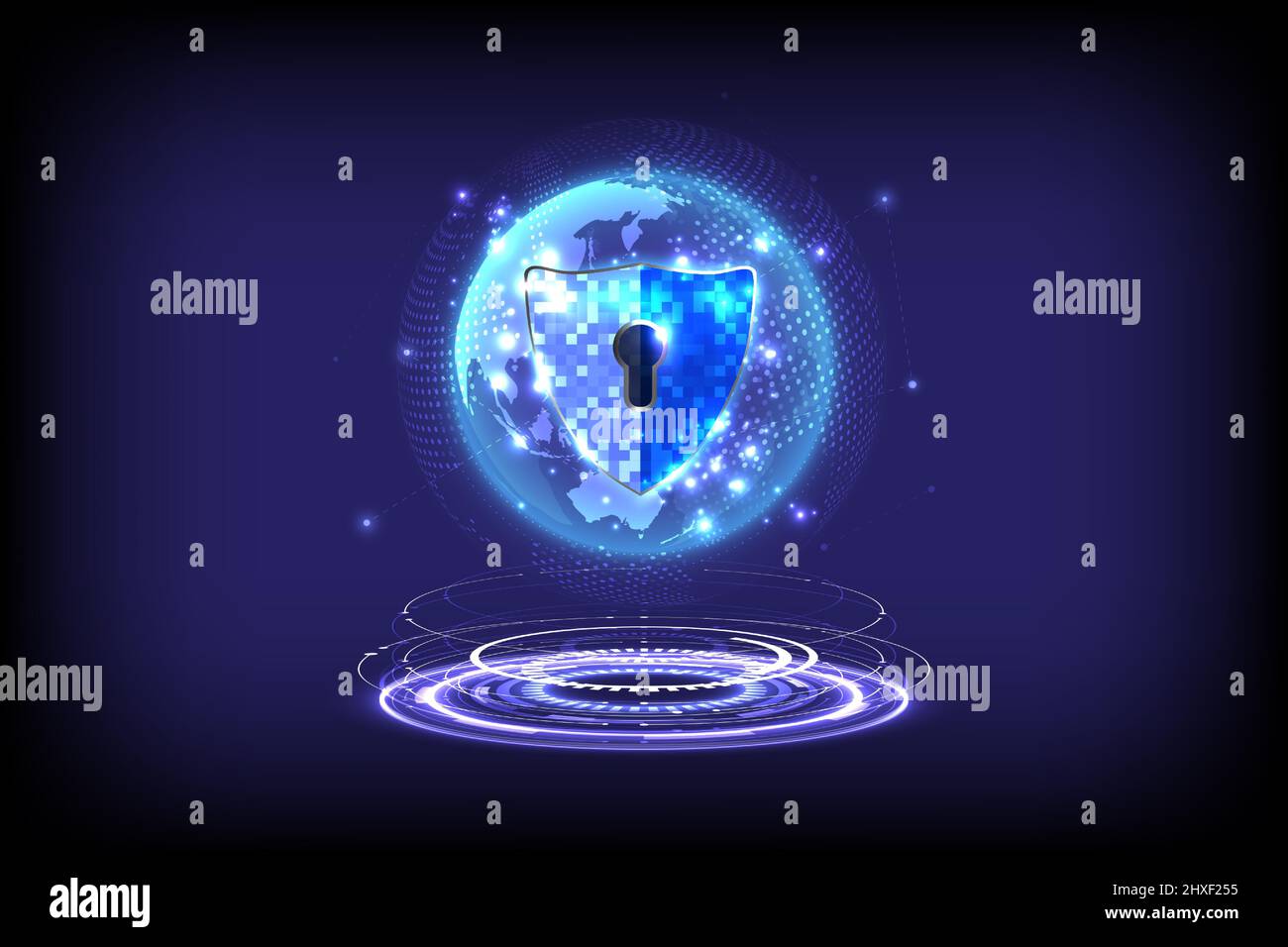 Abstract holographic background. Futuristic glowing HUD of hologram ...