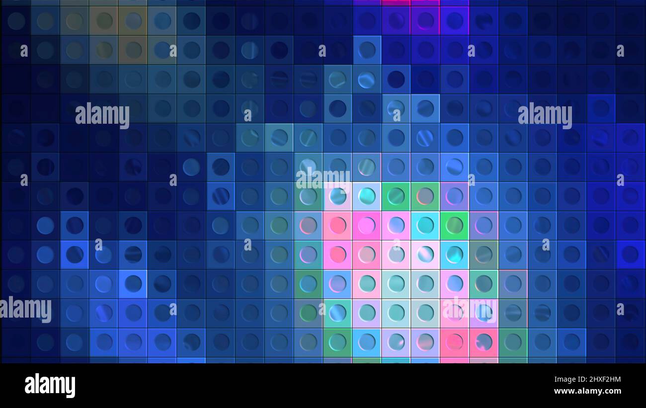Mosaic background of squares with changing colors. Motion. Moving ...