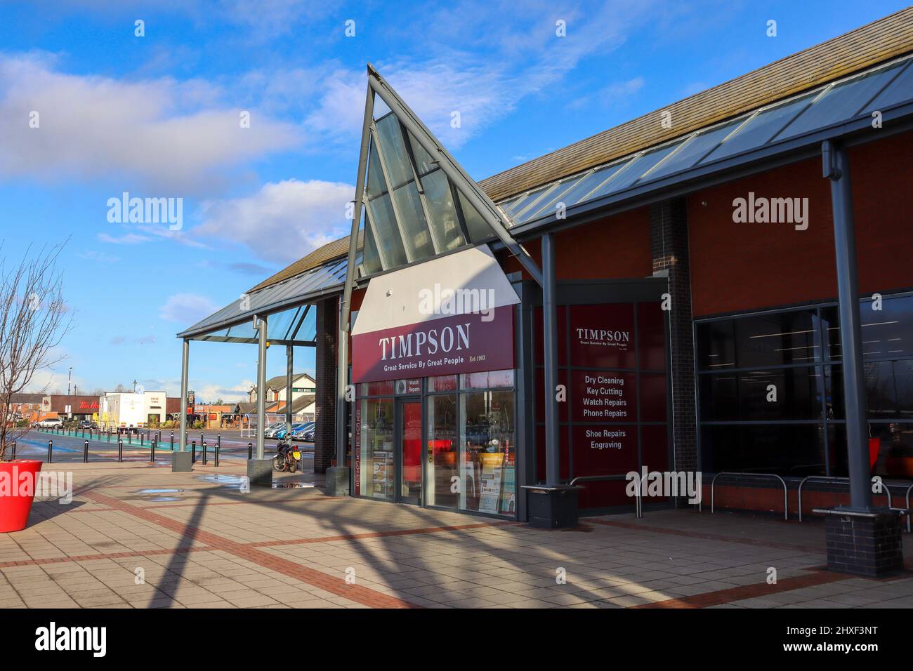 Outside shot of Timpson at Tesco, Broughton Shopping Park, Chester / North Wales Stock Photo