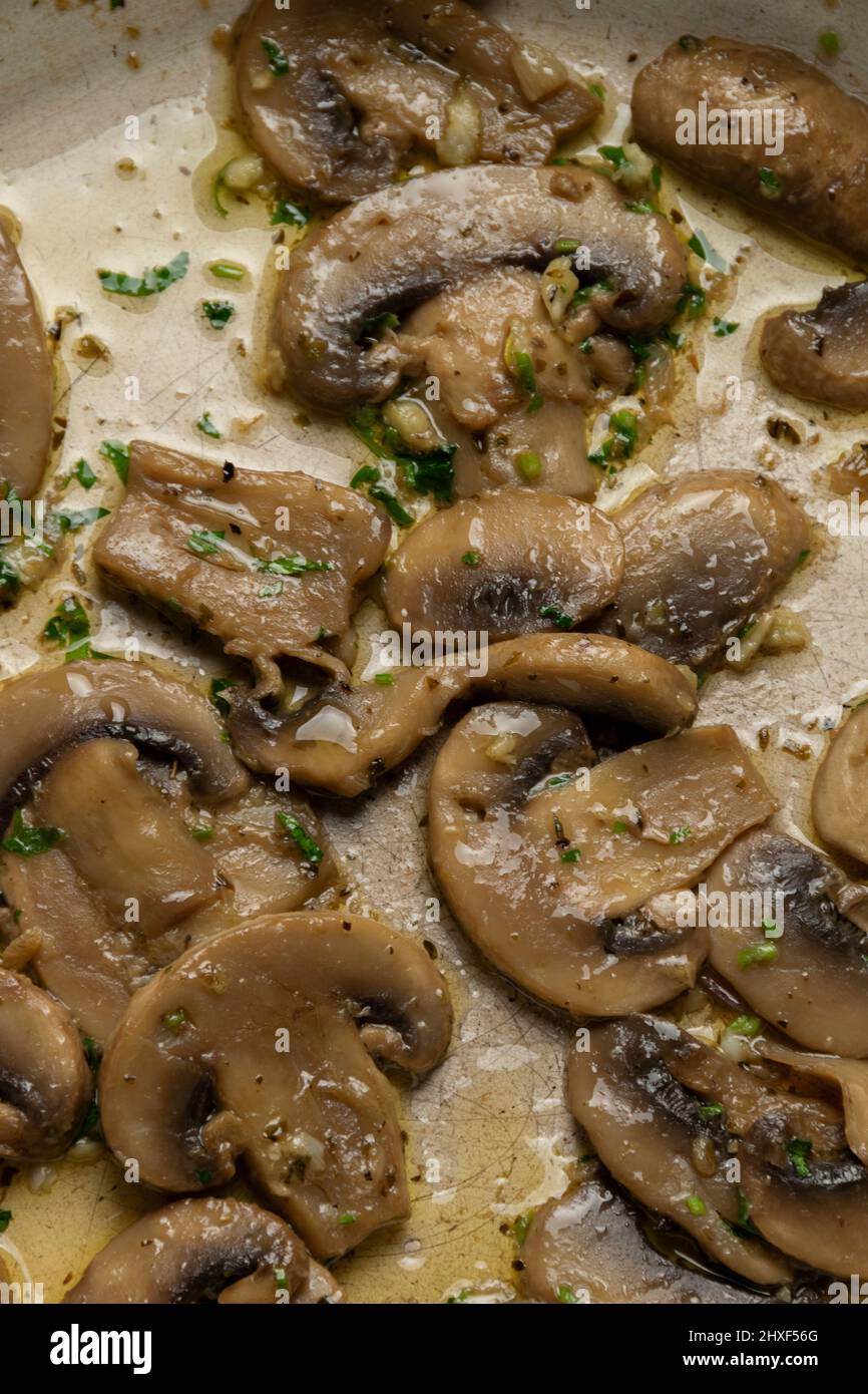 Cooked champignon mushrooms, organic food ingredients Stock Photo Alamy