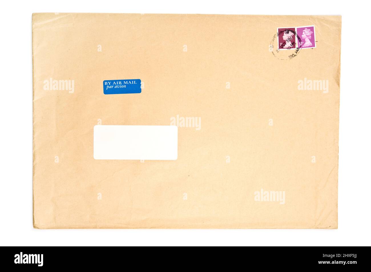 Brown envelope isolated on white background. Stock Photo