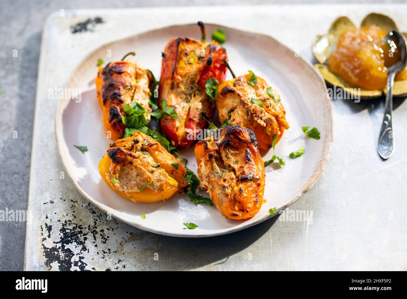 Paneer stuffed sweet peppers, Indian vegetarian dish Stock Photo Alamy