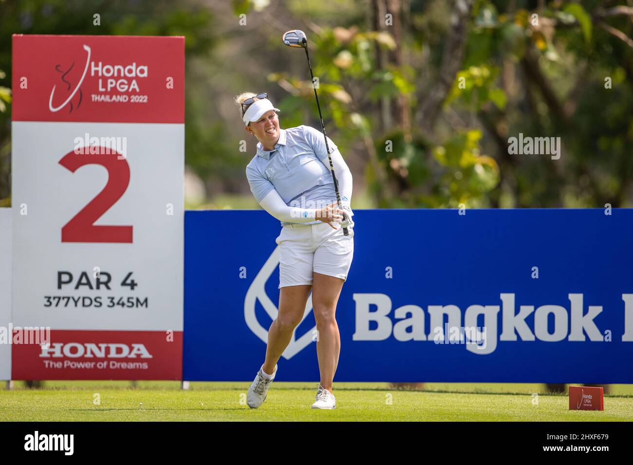 Pattaya Thailand - March 12:  Nanna Koerstz Madsen from Denmark during day 3 of The Honda LPGA Thailand at Siam Country Club Old Course on March 12, 2022 in Pattaya, Thailand (Photo by Peter van der Klooster/Orange Pictures) Stock Photo
