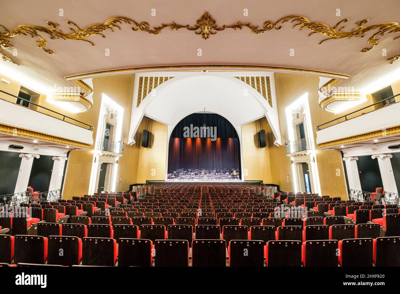 Teatre Principal Inca, large room interior, Mallorca, Balearic Islands, Spain. Stock Photo