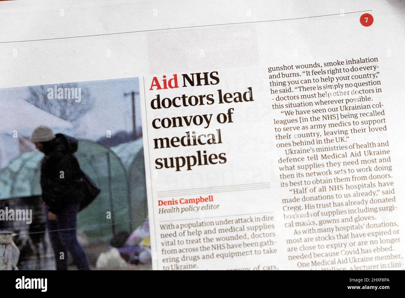 'Aid NHS doctors lead convoy of medical supplies' Guardian newspaper
