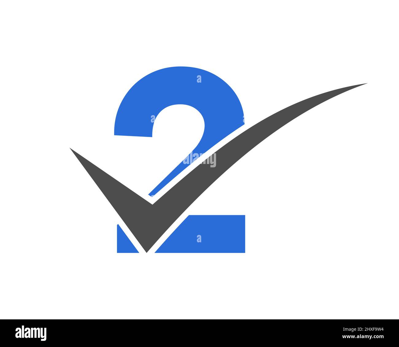 Checkmark Logo On Letter 2 Vector Template. Letter 2 Check Mark ...
