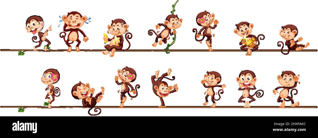 Monkeys zoo rope Stock Vector Images - Alamy