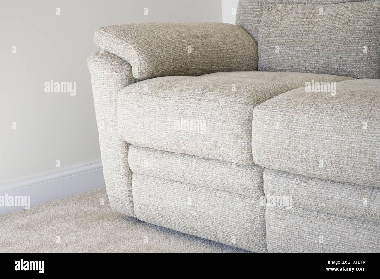 Neutral colour home interior showing sofa and carpet Stock Photo