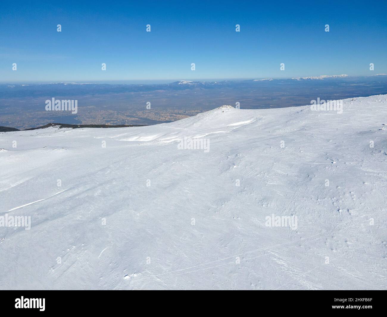 Neirez Cherni Aerial Winter view of Vitosha Mountain near Cherni Vrah peak, Sofia ...