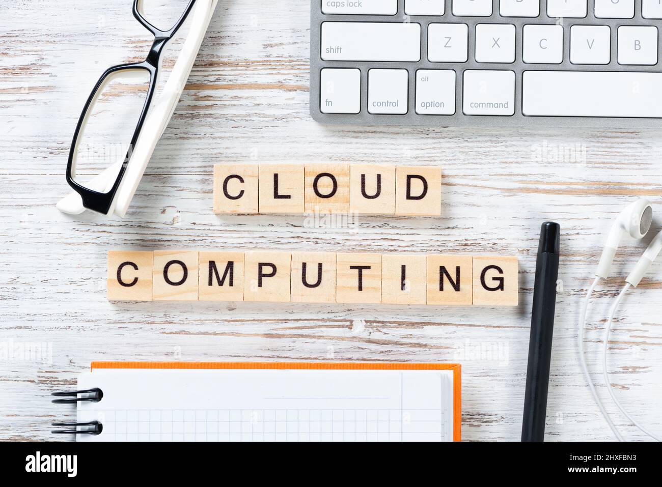 Cloud computing concept with letters on cubes Stock Photo