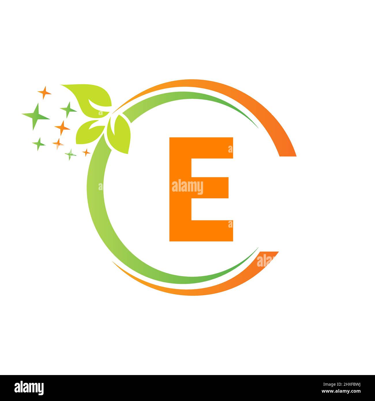 House Cleaning Logo On E Letter Design. Letter E Cleaning Service House Logo Template Vacuum