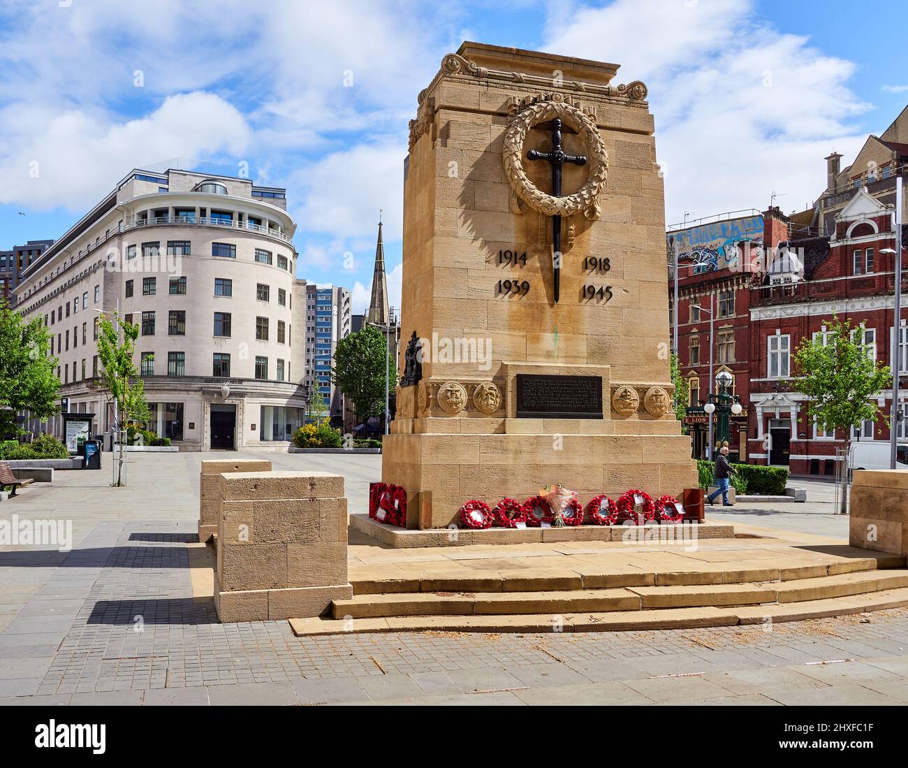 The Cenotaph memorial to the dead of the First and Second World Wars in Bristol City Centre UK Stock Photo