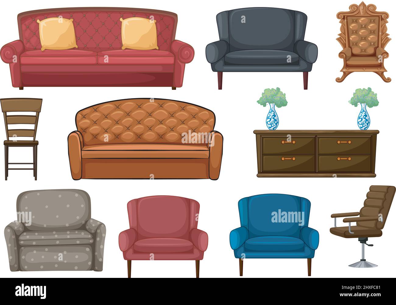 Set of chair and couch illustration Stock Vector Image & Art Alamy