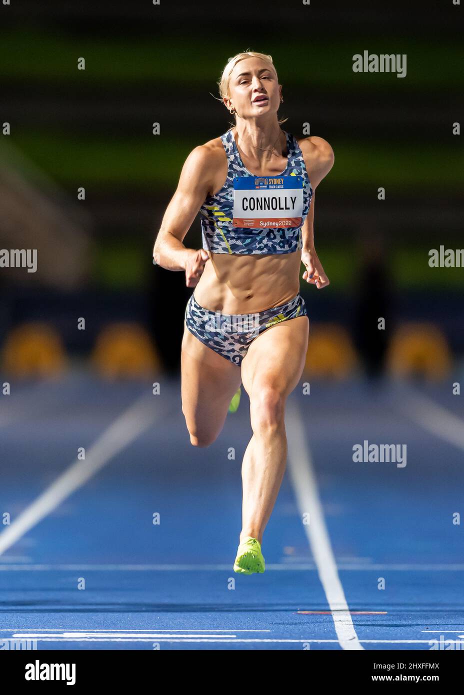 Sydney, Australia. 12th Mar, 2022. Ella Connolly of Queensland Australia Wins the Women 100 Metre Open during 2022 Chemist Warehouse Sydney Track Classic at Sydney Olympic Park Athletics Centre on March 12, 2022 in Sydney, Australia. ( Editorial use only) Credit: Izhar Ahmed Khan/Alamy Live News/Alamy Live News Stock Photo