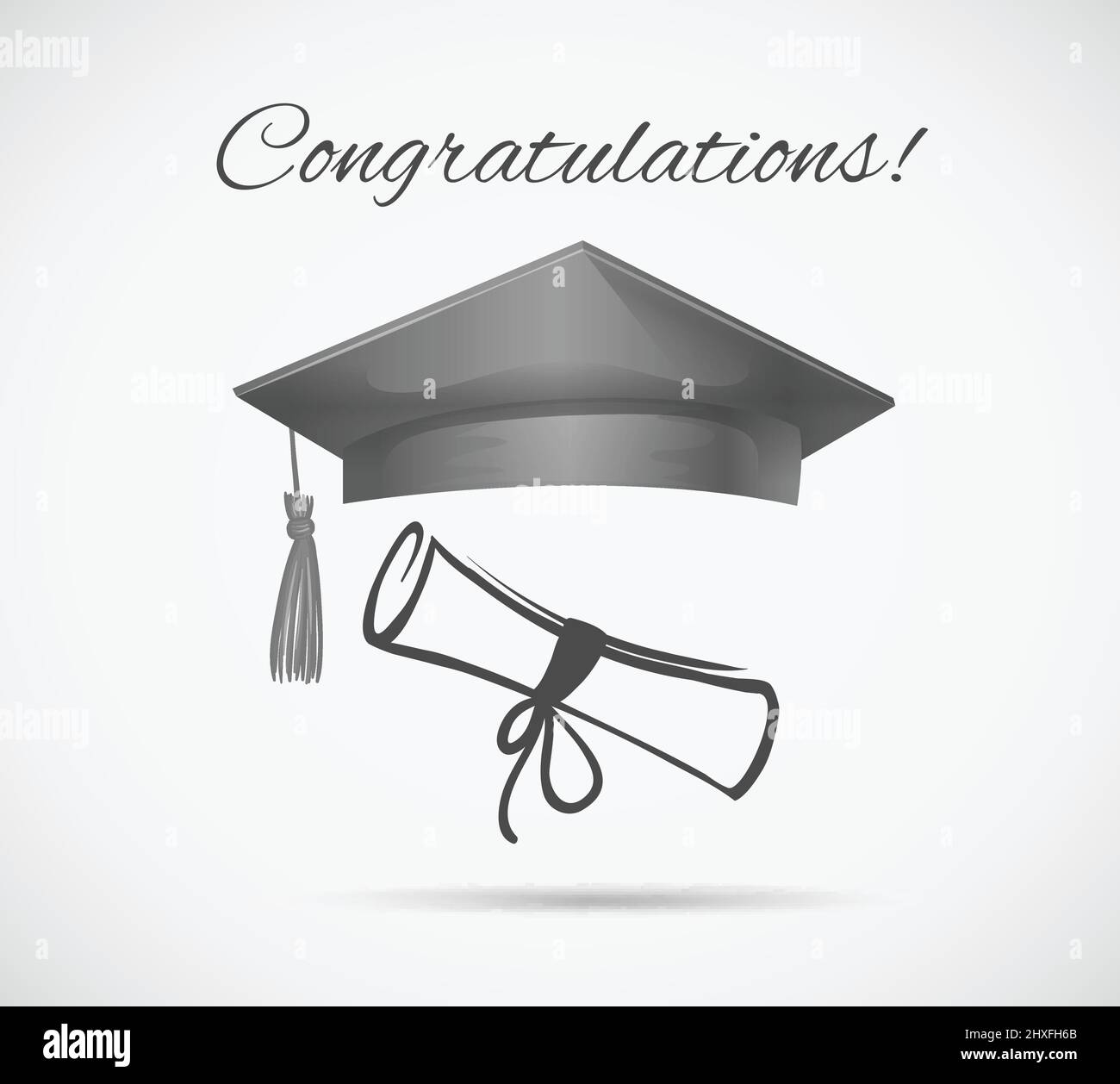 Congratulations card template with graduation cap illustration Stock