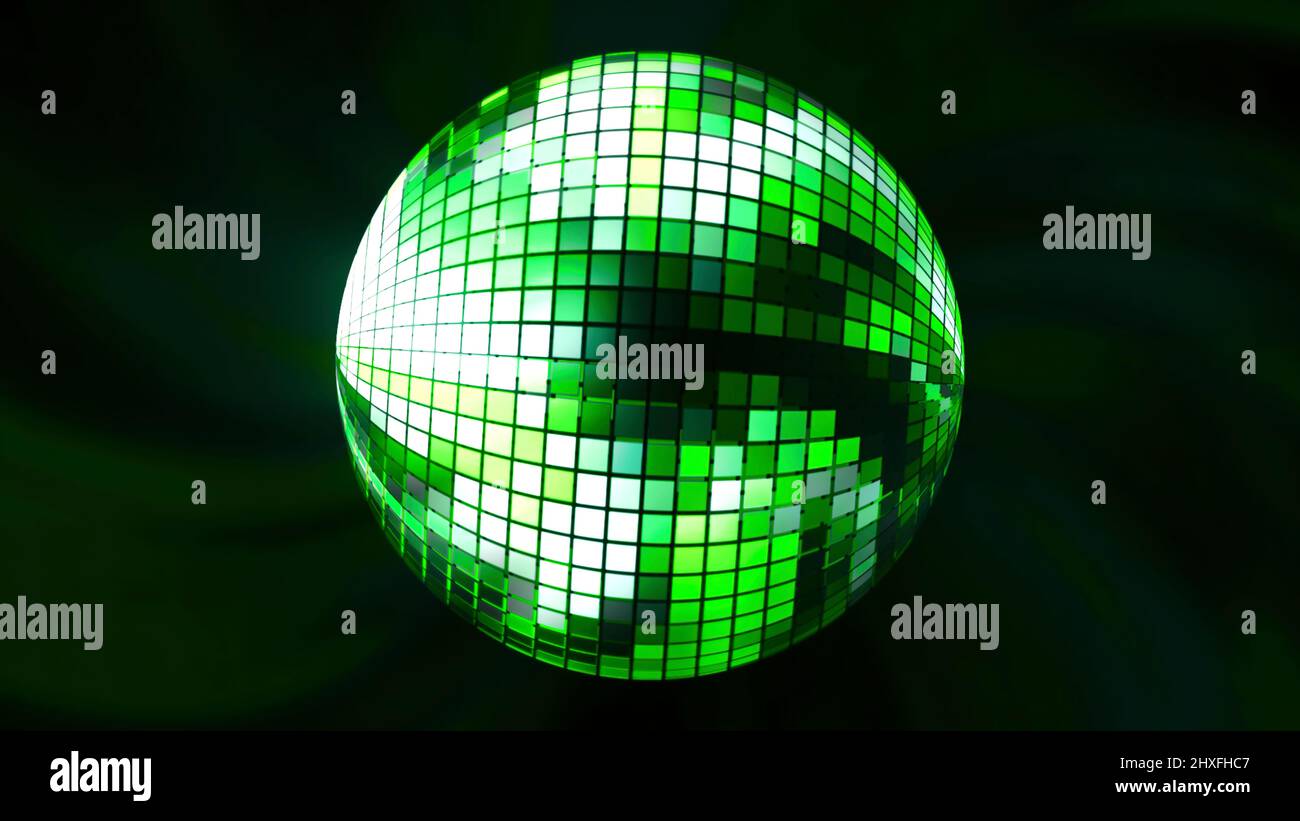 Rotating disco ball on colored background. Motion. Beautiful ball with