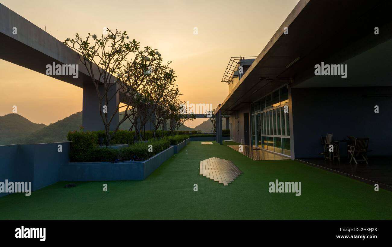 Image showcasing Sky garden on private rooftop of condominium or hotel rooftop, high ...