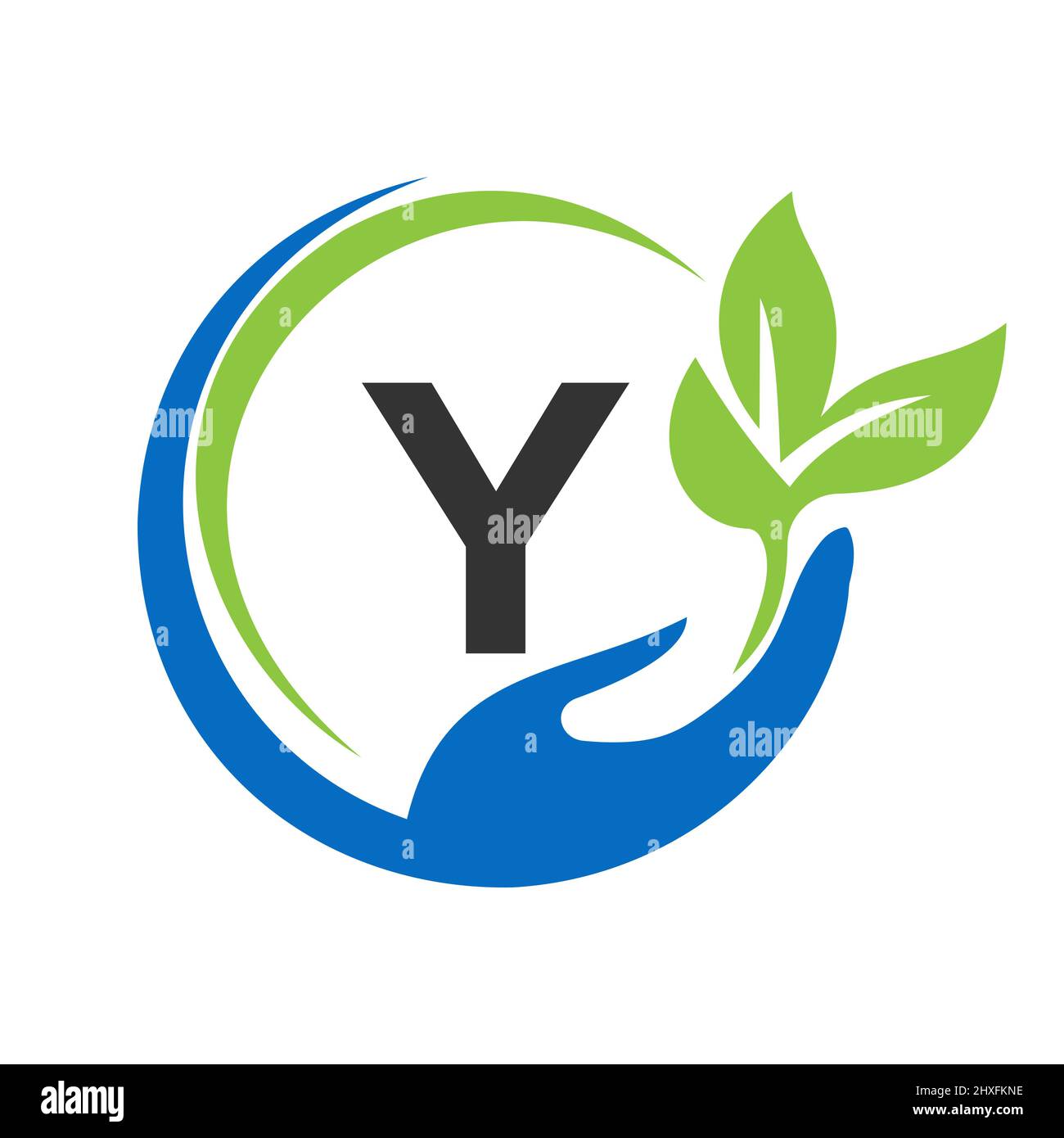 Hand On Letter Y Logo Design. Y Healthcare Care, Foundation with Hand ...