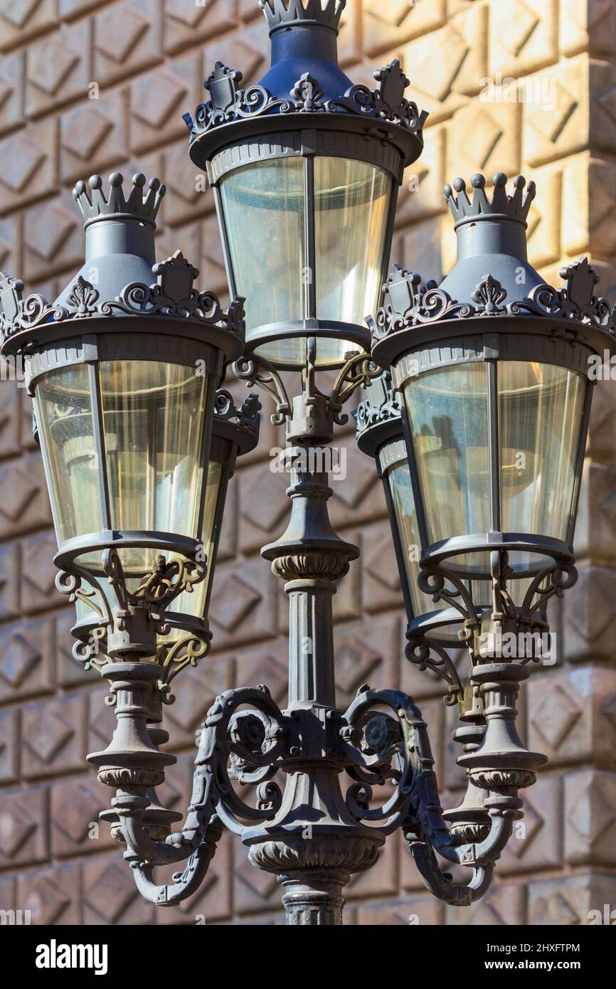 Streetlamps; Barcelona, Catalonia, Spain Stock Photo