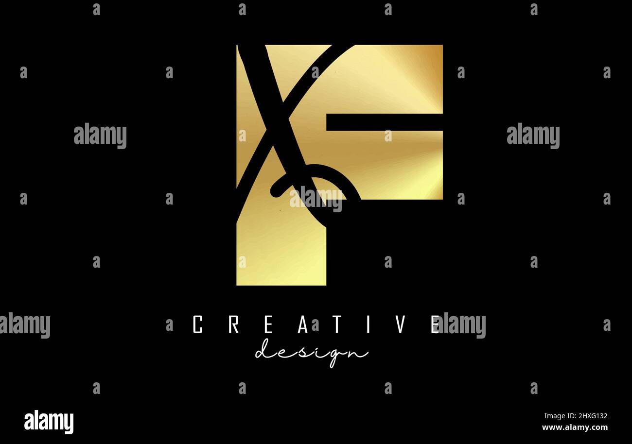 Golden Letters FX Logo with a minimalist design. Letters F and X with ...
