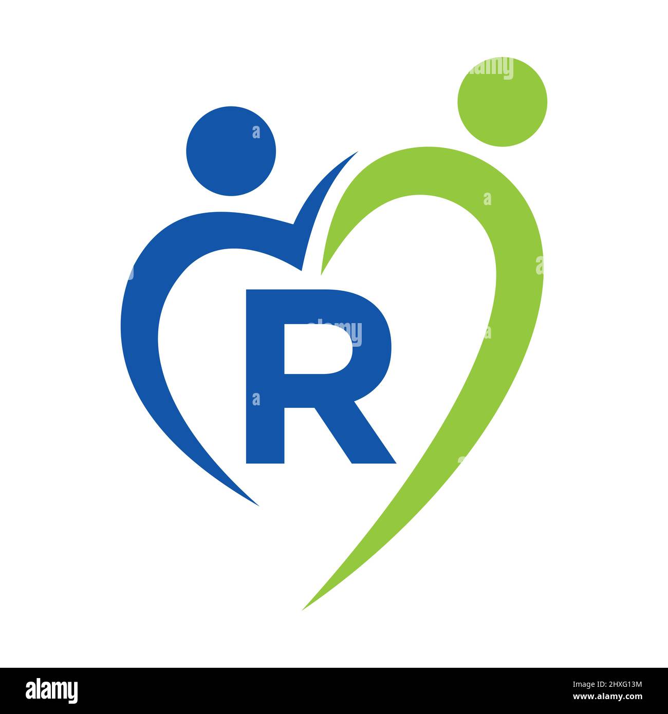 Community Care Logo On Letter R Vector Template. Teamwork, Heart ...