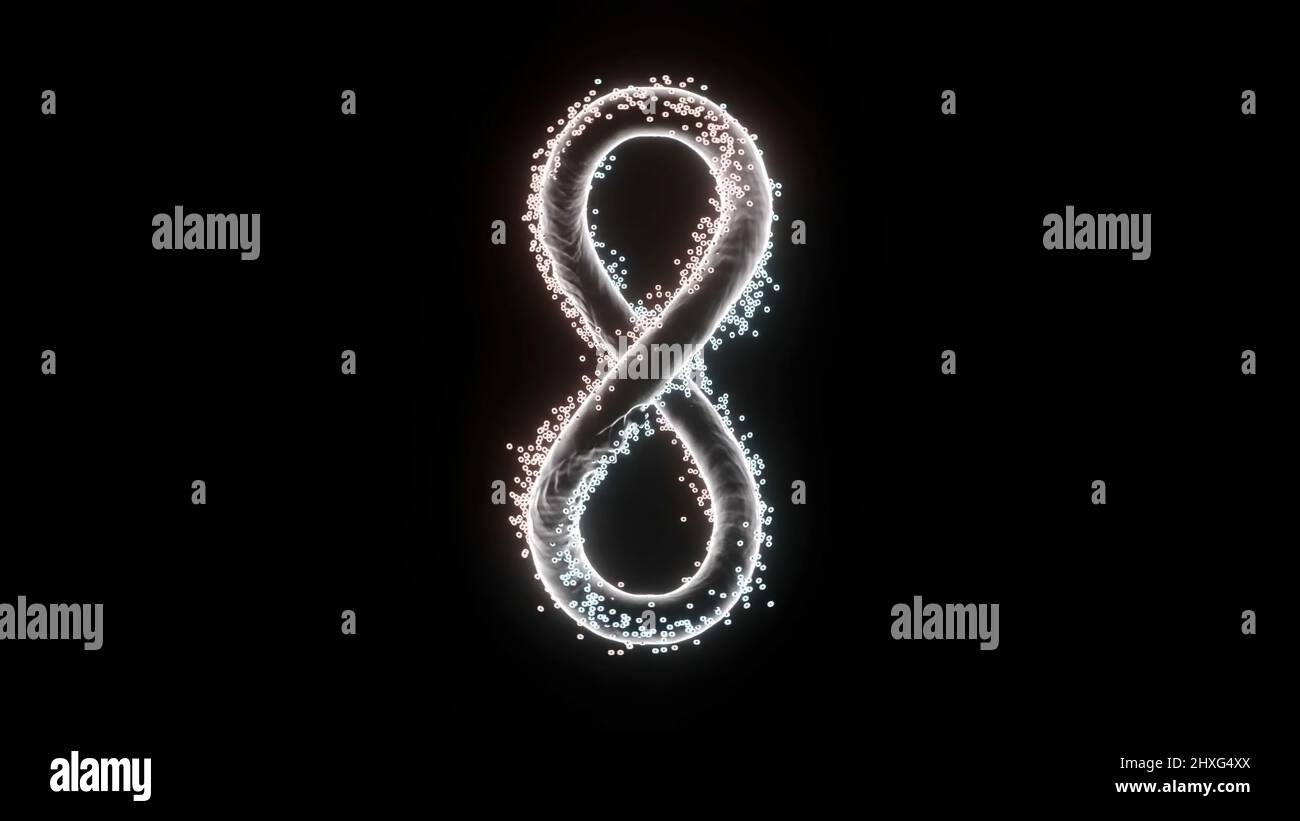 Colored infinity sign spinning isolated on black background, seamless