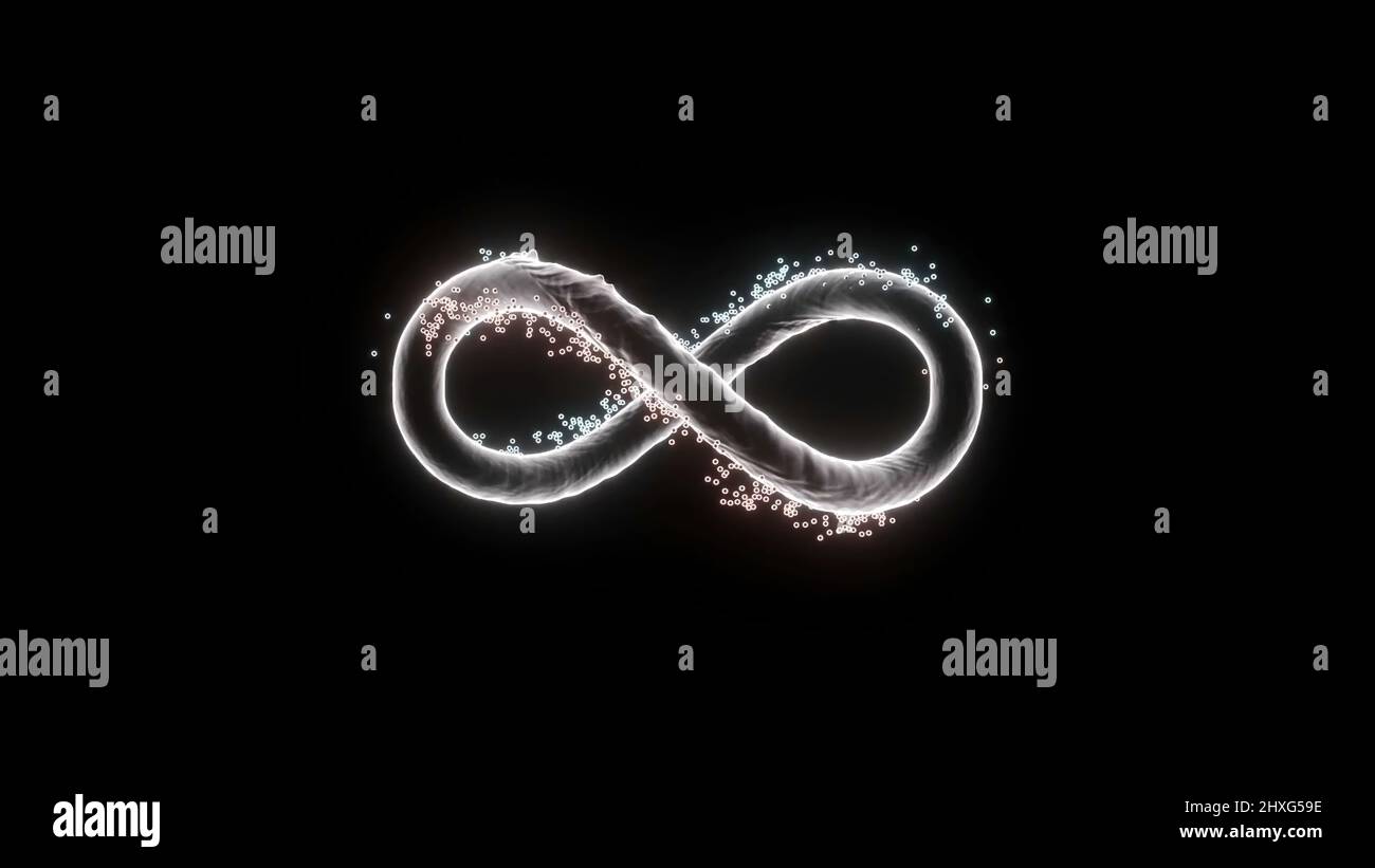 Colored infinity sign spinning isolated on black background, seamless