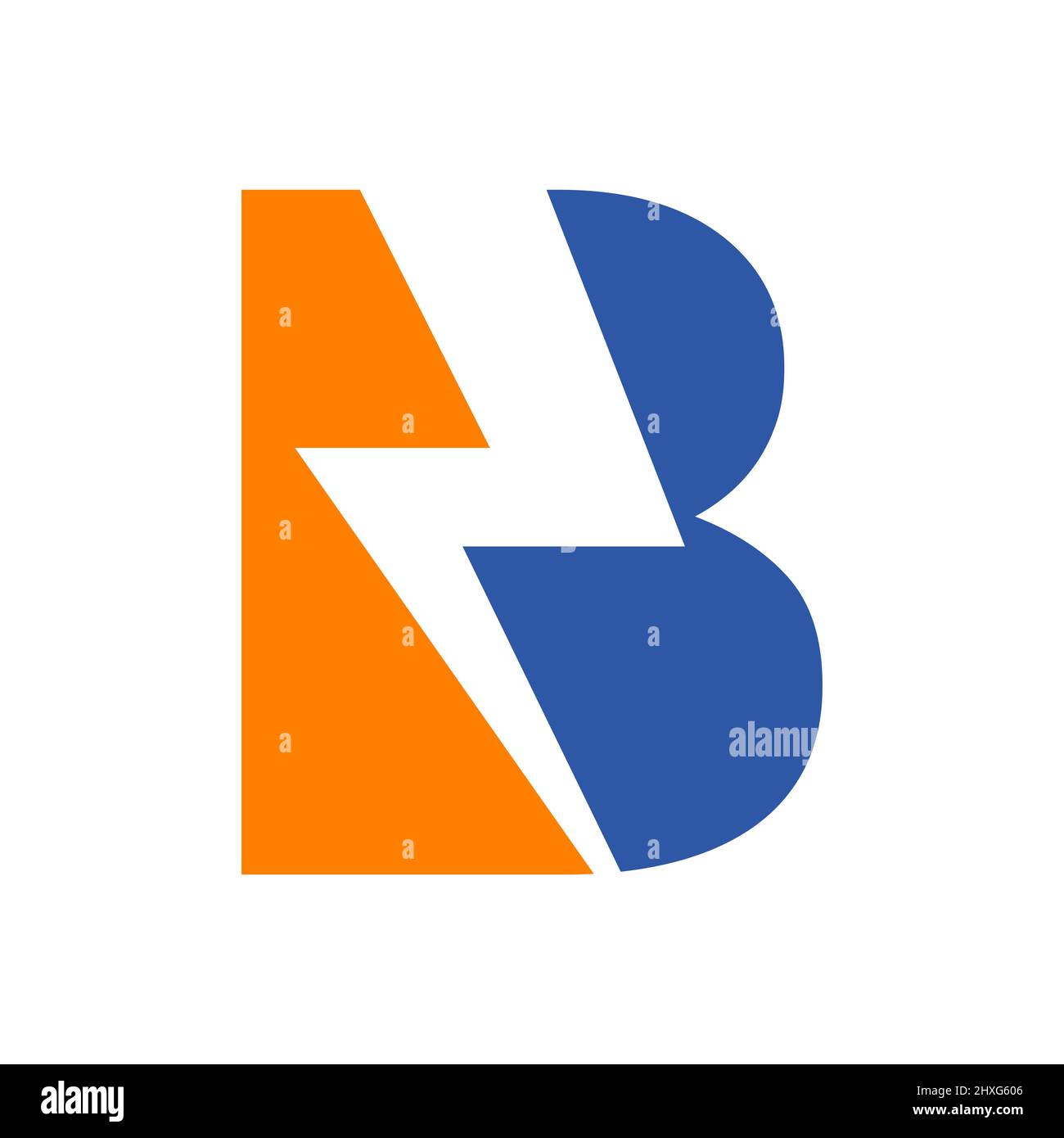 Power Logo B Letter and Lightning Energy Technology. Power B Letter Logo Design With Lighting Thunder Bolt Template Stock Vector