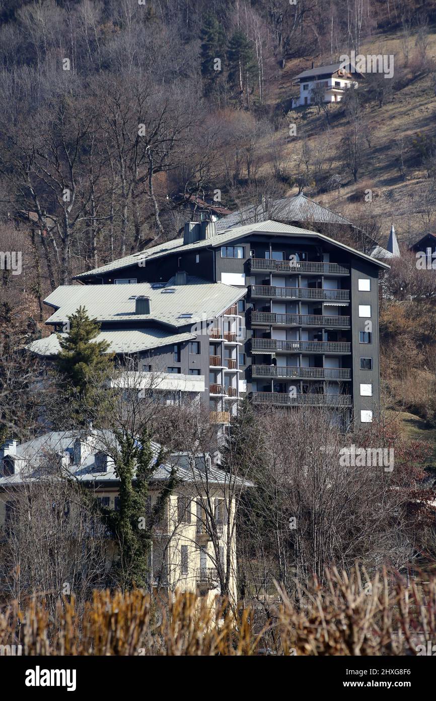 Station de sports d'hiver de Saint-Gervais-les-Bains. Haute-Savoie. Auvergne-Rhône-Alpes. Haute-Savoie. France. Stock Photo