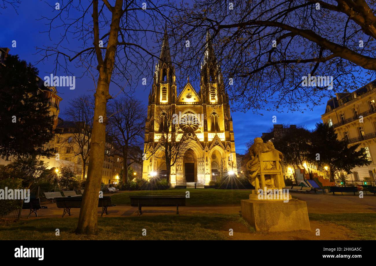 the Catholic Basilica of Saint Clotilde at night , Paris, France Stock Photo Alamy