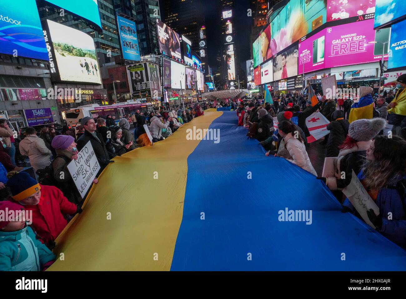 New York, NY 20220225ProUkraine Rally Held In Times Square A large