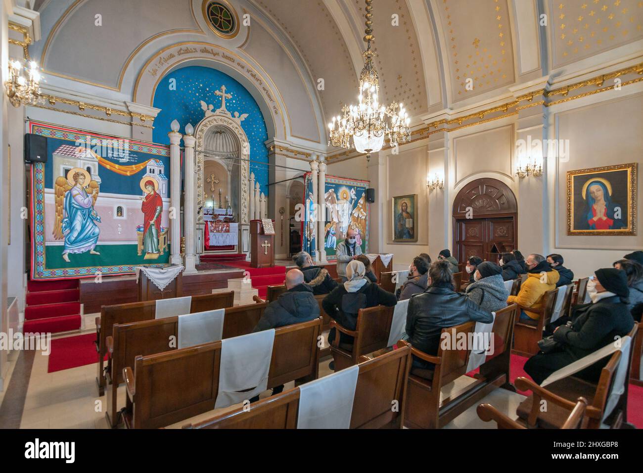 The Virgin Mary Assyrian Church in Tarlabasi neighborhood in Beyoglu district of Istanbul, Turkey Stock Photo