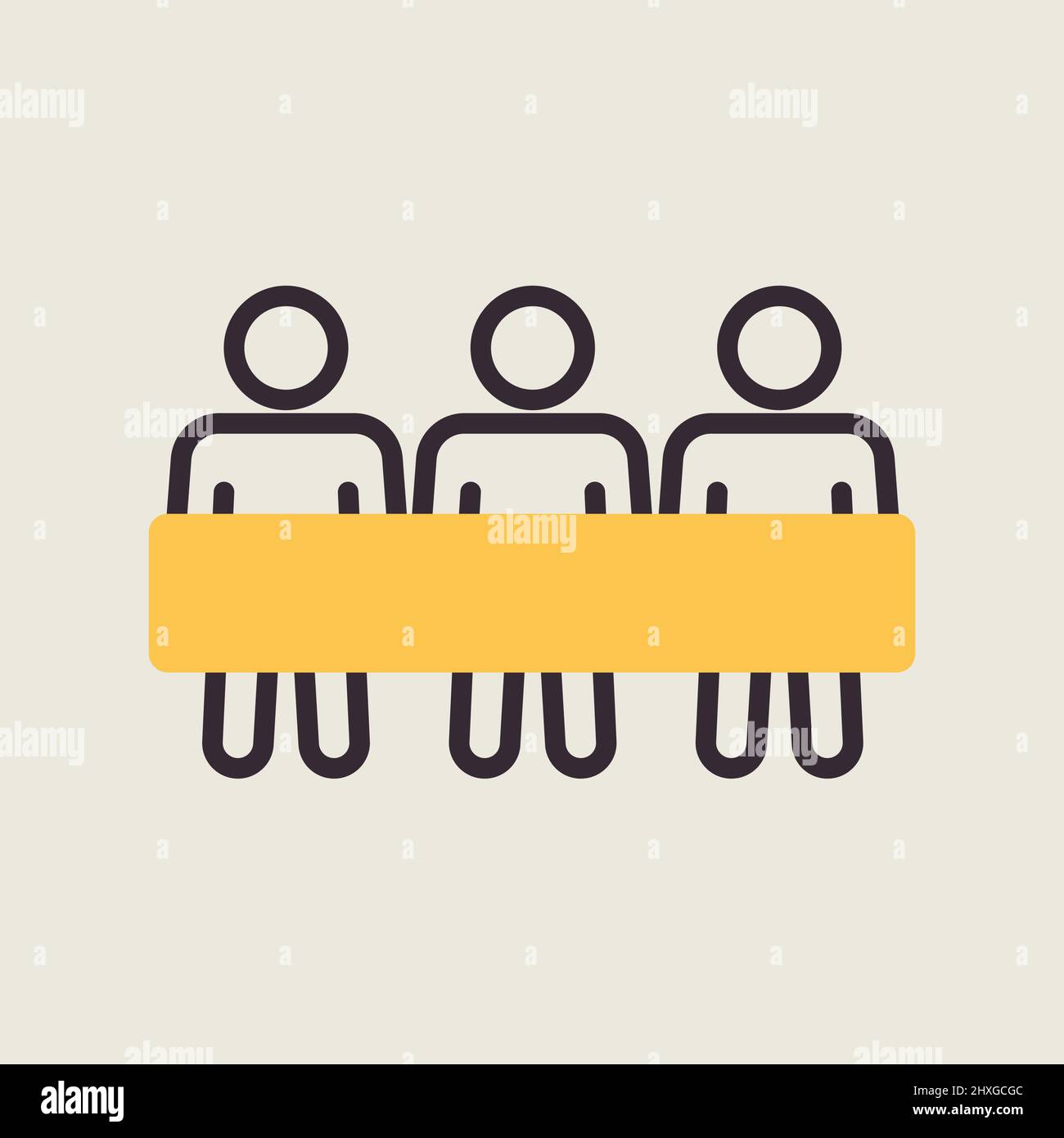 Group of protesting people with big placard isolated vector icon ...