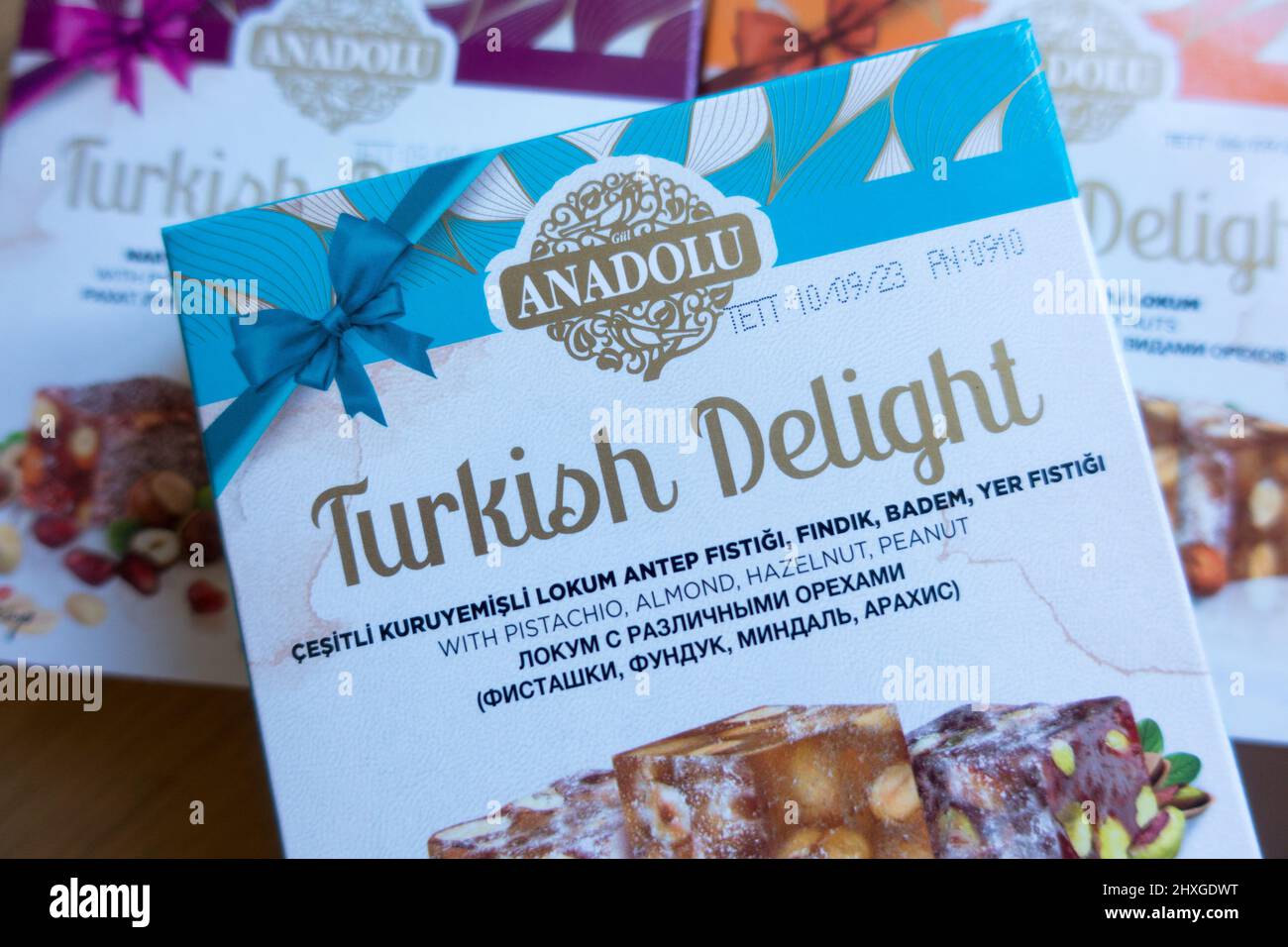 Turkish Delight a local favourite and traditional sweet made in Turkey Stock Photo