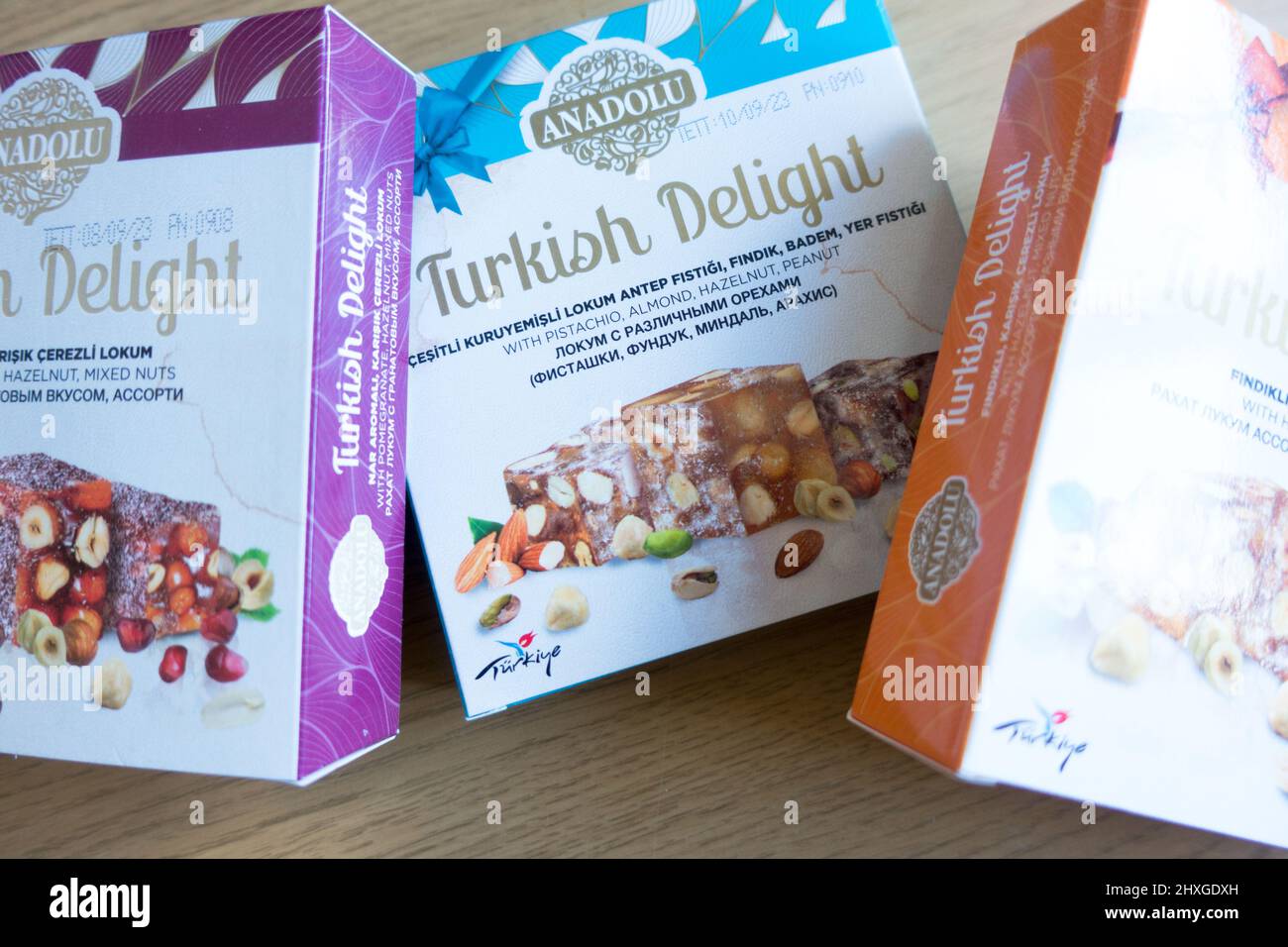 Turkish Delight a local favourite and traditional sweet made in Turkey Stock Photo