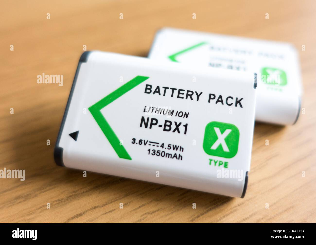 Re-chargeable Lithium Ion battery for compact cameras NP-BX1 Stock Photo